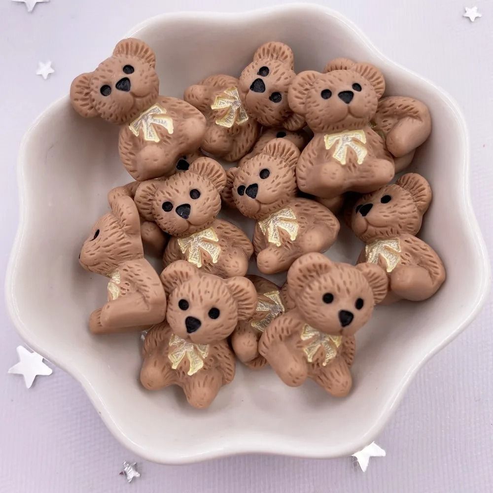 Kawaii Bear Figurines Resin Craft Embellishments Mini Bear Decorations Set 4