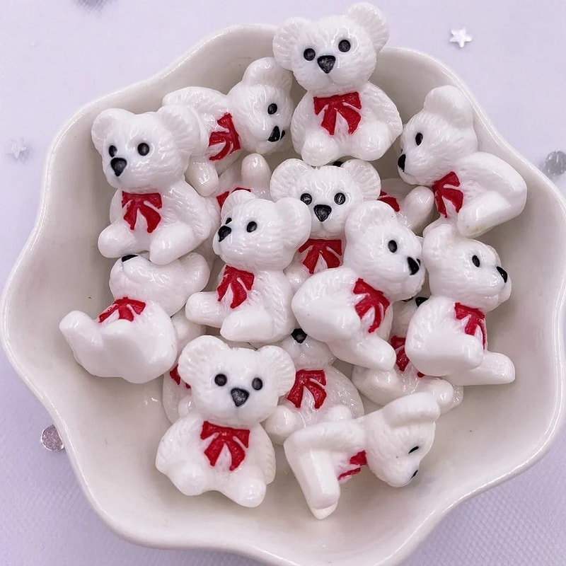 Kawaii Bear Figurines Resin Craft Embellishments Mini Bear Decorations Set 9