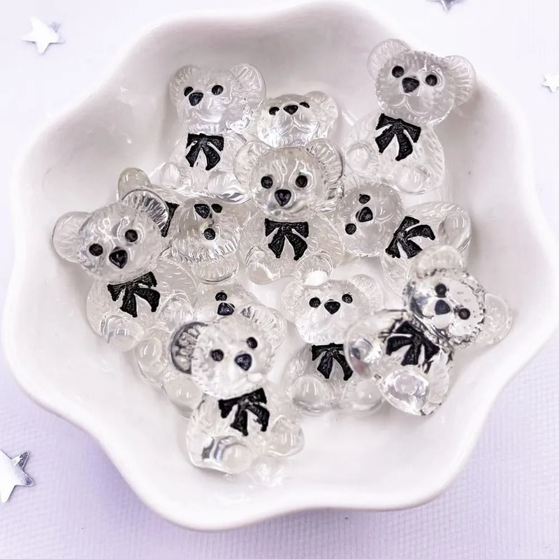 Kawaii Bear Figurines Resin Craft Embellishments Mini Bear Decorations Set 8