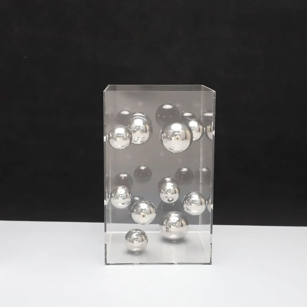 Geometric Metal Decor Sculpture In Acrylic Display Box For Modern Minimalist Home Styling 8