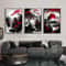 Japanese Wall Art Set Vintage Landscape Canvas Prints In Black And Red Oriental Decor 7