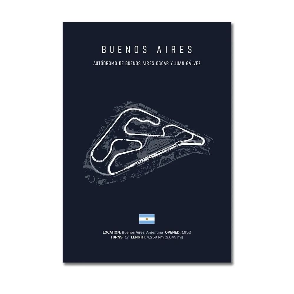 F1 Track Wall Art Circuit Map Canvas Poster For Motorsport Racing Decor 4