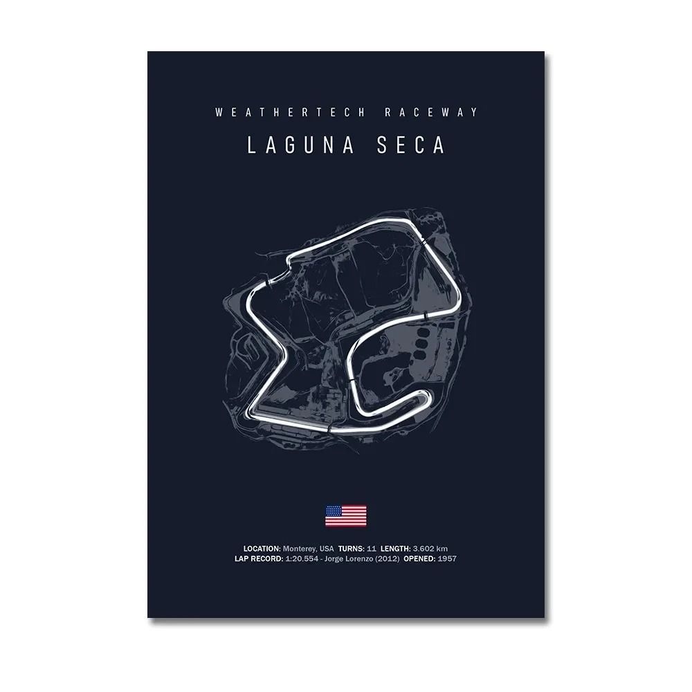F1 Track Wall Art Circuit Map Canvas Poster For Motorsport Racing Decor 24