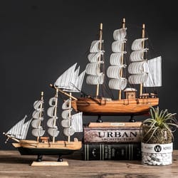 wooden sailboat model mediterranean nautical decor accent for coastal home styling