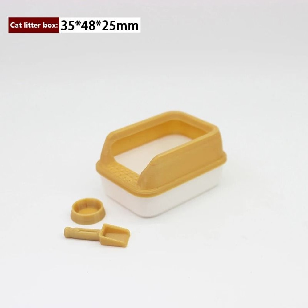 Miniature Cat Litter Box Set Dollhouse Pet Accessories With Shovel Toy 4