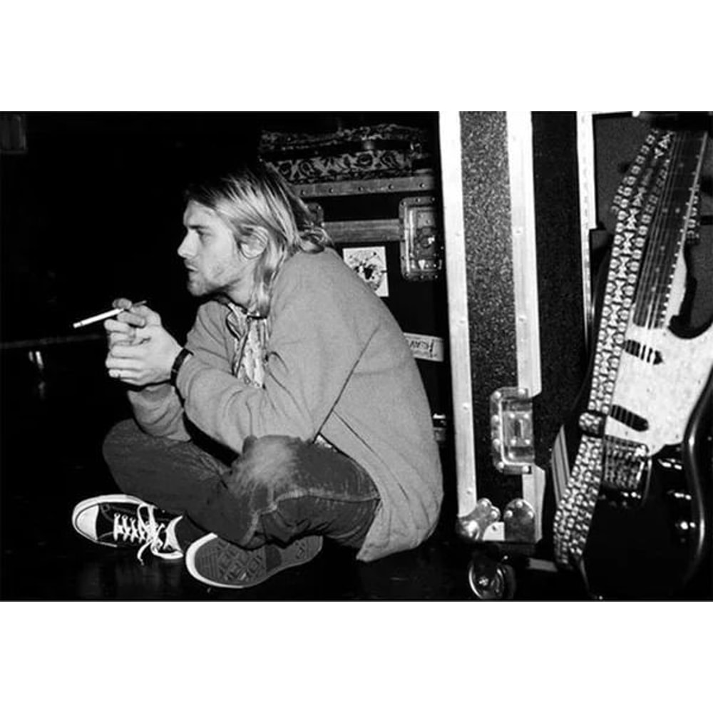 Kurt Cobain Poster Black And White Vintage Rock Music Wall Art Canvas 8