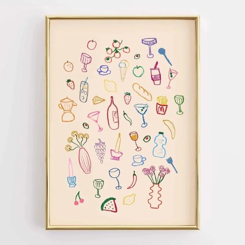 Funny Kitchen Wall Art Coffee Lover Poster Retro Food Canvas Print For Modern Kitchen Decor 22