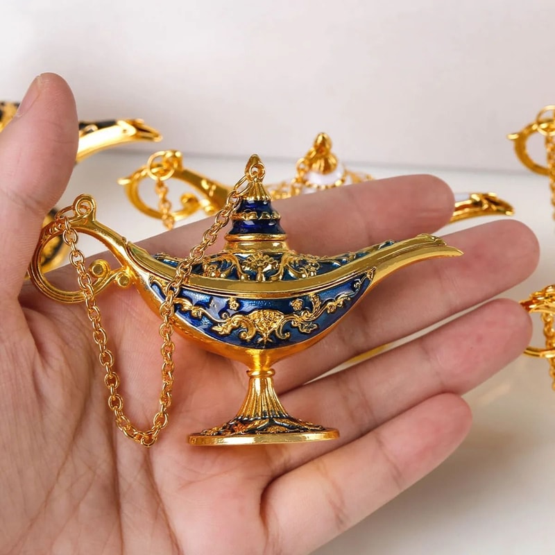 Vintage Aladdin Lamp Decor Metal Genie Ornament For Antique Style Home Decoration 7