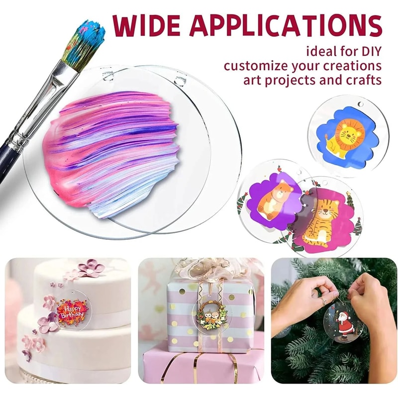 Clear Acrylic Ornament Blanks Round Disc Set For DIY Craft And Custom Decor 8