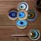 Wooden Coaster Set Evil Eye Design Decorative Coffee Drink Coasters For Table Protection 0
