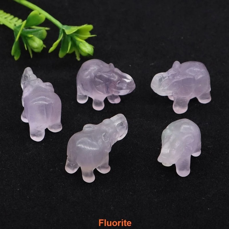 Crystal Elephant Figurine Mini Amethyst Stone Animal Decor For Healing And Home Display 5