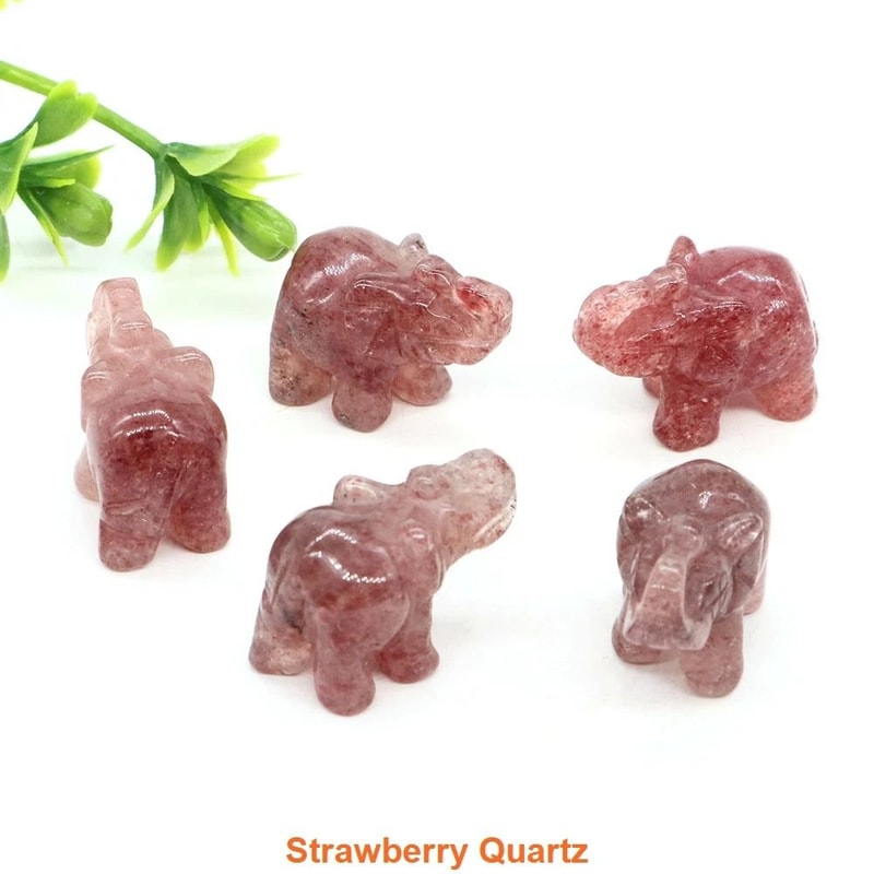 Crystal Elephant Figurine Mini Amethyst Stone Animal Decor For Healing And Home Display 10