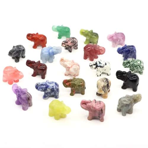 Crystal Elephant Figurine Mini Amethyst Stone Animal Decor for Healing and Home Display