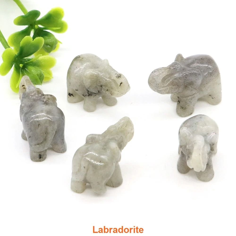 Crystal Elephant Figurine Mini Amethyst Stone Animal Decor For Healing And Home Display 18