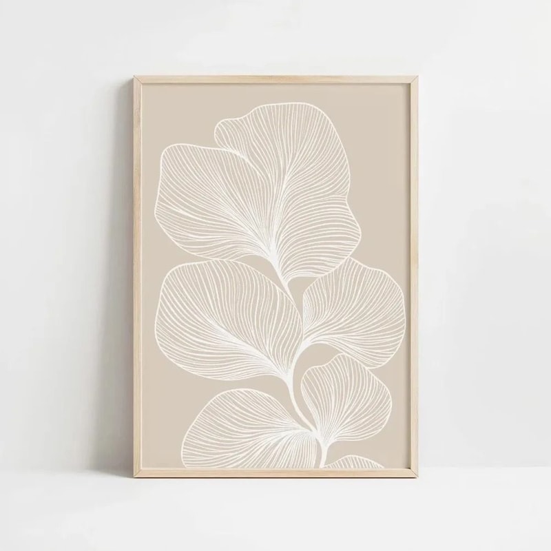 Minimalist Floral Line Wall Art Beige Botanical Canvas For Modern Home Decor 16