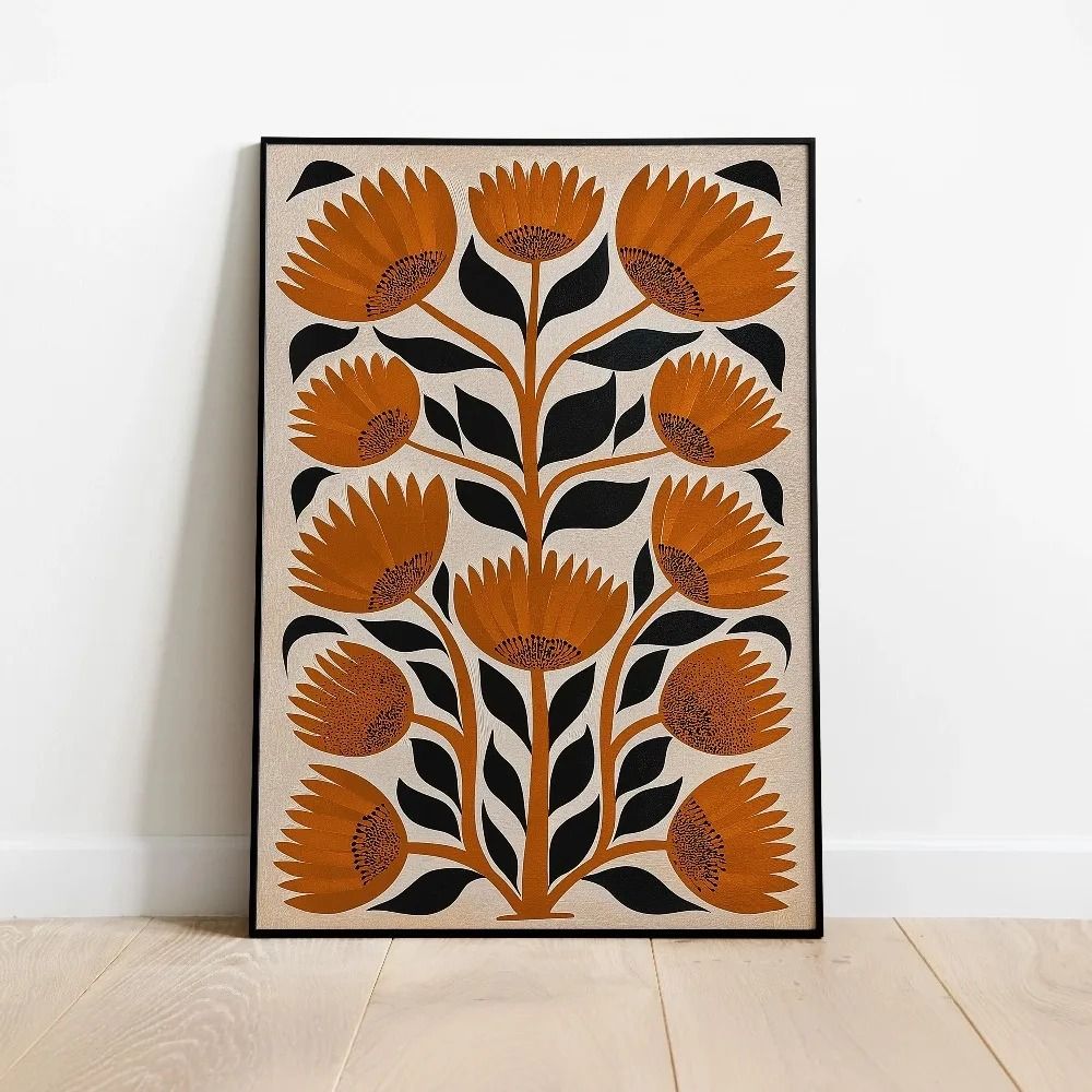 Minimalist Floral Line Wall Art Beige Botanical Canvas For Modern Home Decor 2