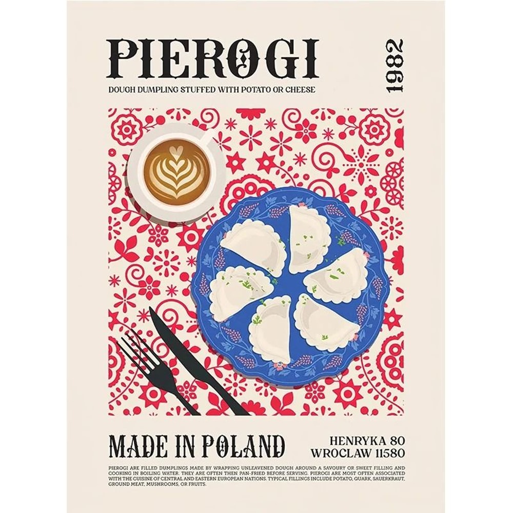 World Cuisine Food Wall Art Canvas Kitchen Poster Ravioli Ramen Pizza Coffee Decor 8