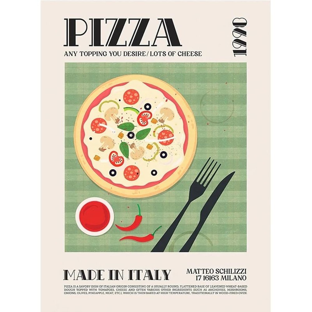 World Cuisine Food Wall Art Canvas Kitchen Poster Ravioli Ramen Pizza Coffee Decor 17