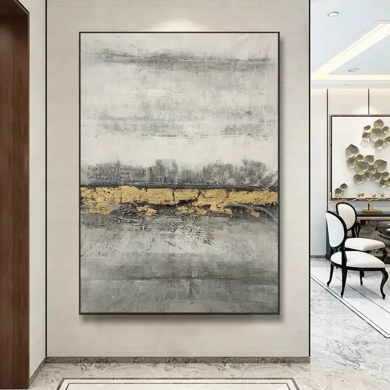 Abstract Texture Oil Painting Canvas Minimalist Gold Wall Art For Living Room Decor 6