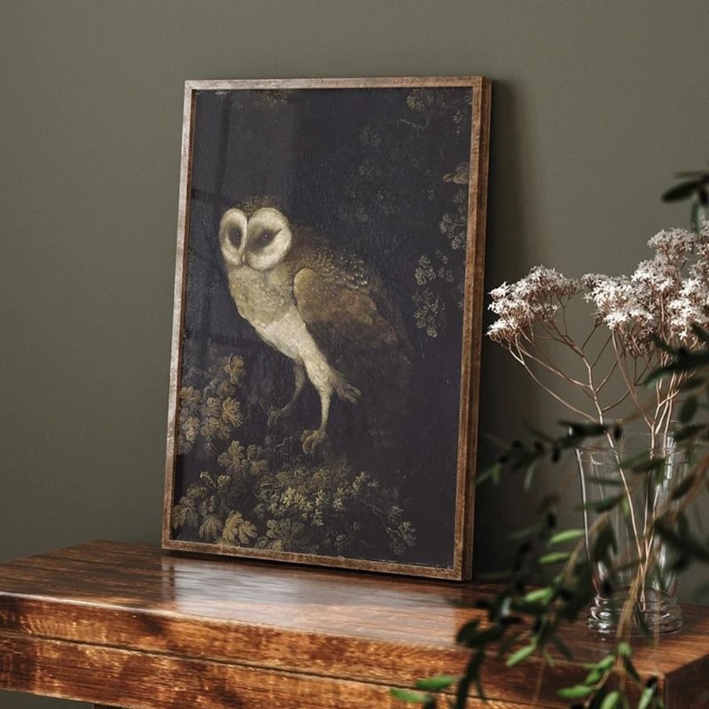 Vintage Owl Canvas Wall Art Dark Academia Cottagecore Nature Print Decor 20