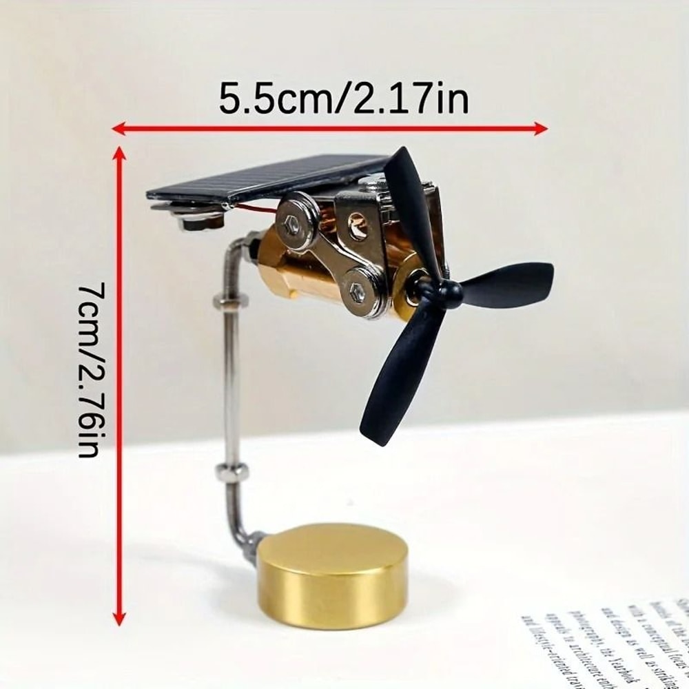 Solar Windmill Desk Ornament Copper Kinetic Science Toy Educational Decor 2