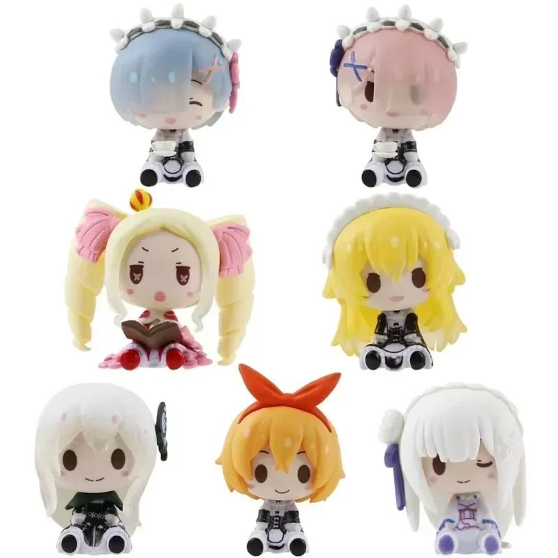 Re Zero Rem Emilia Anime Figure Cute Mini PVC Desk Collectible Statue 2