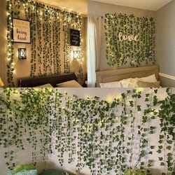 led ivy garland artificial vine string lights green leaf hanging decor