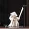 White Ceramic Samurai Figurine Geometric Oriental Warrior Decor 6