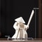 White Ceramic Samurai Figurine Geometric Oriental Warrior Decor 6