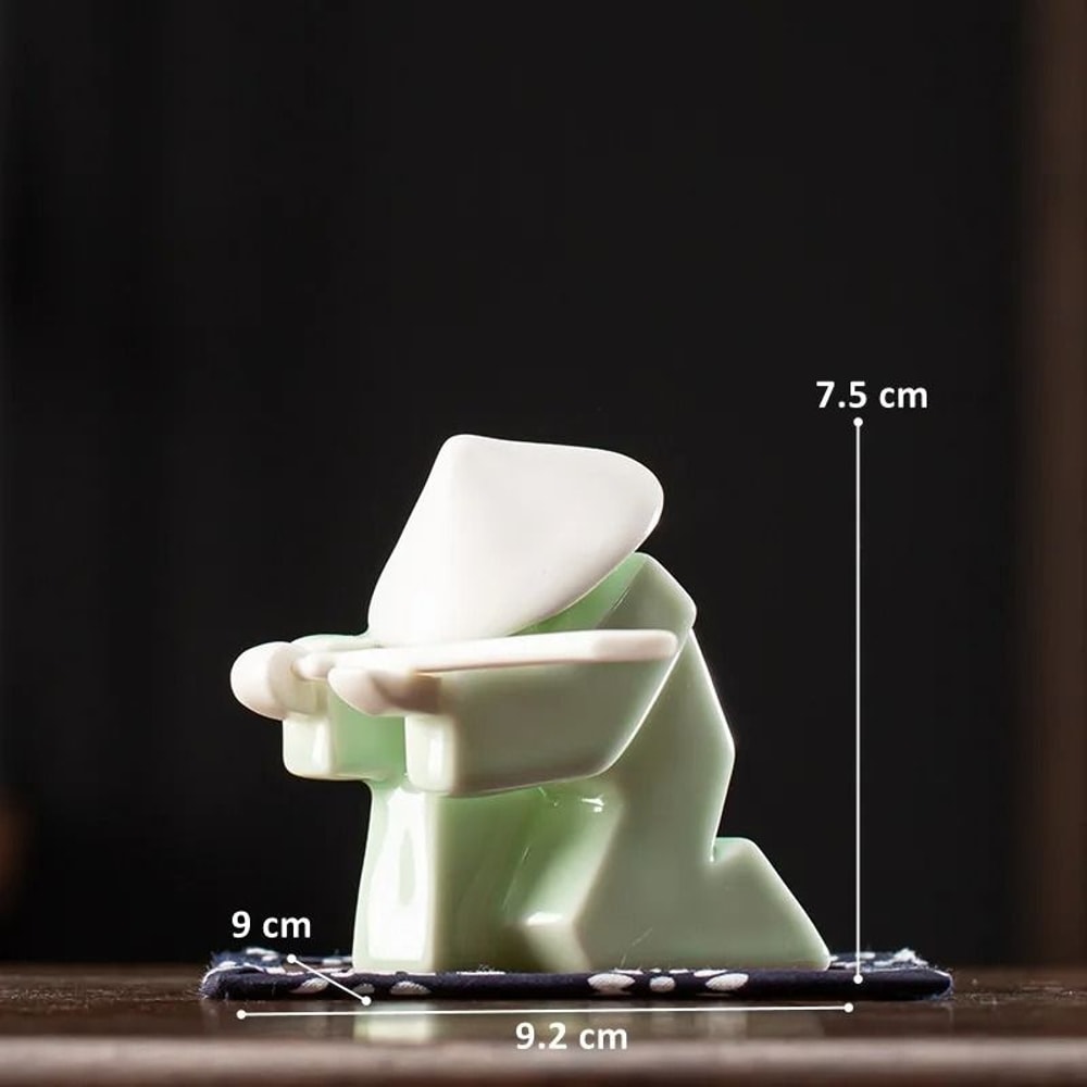 White Ceramic Samurai Figurine Geometric Oriental Warrior Decor 3