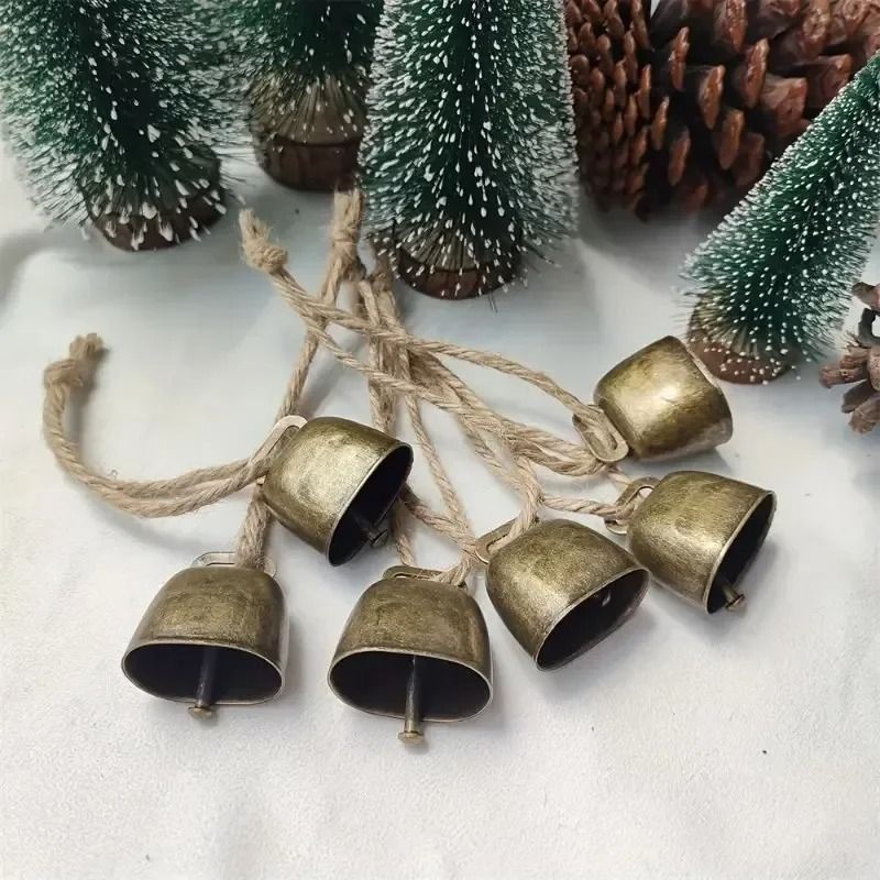Rustic Jingle Bells Set On Twine Christmas Cow Bells Farmhouse Decor 6