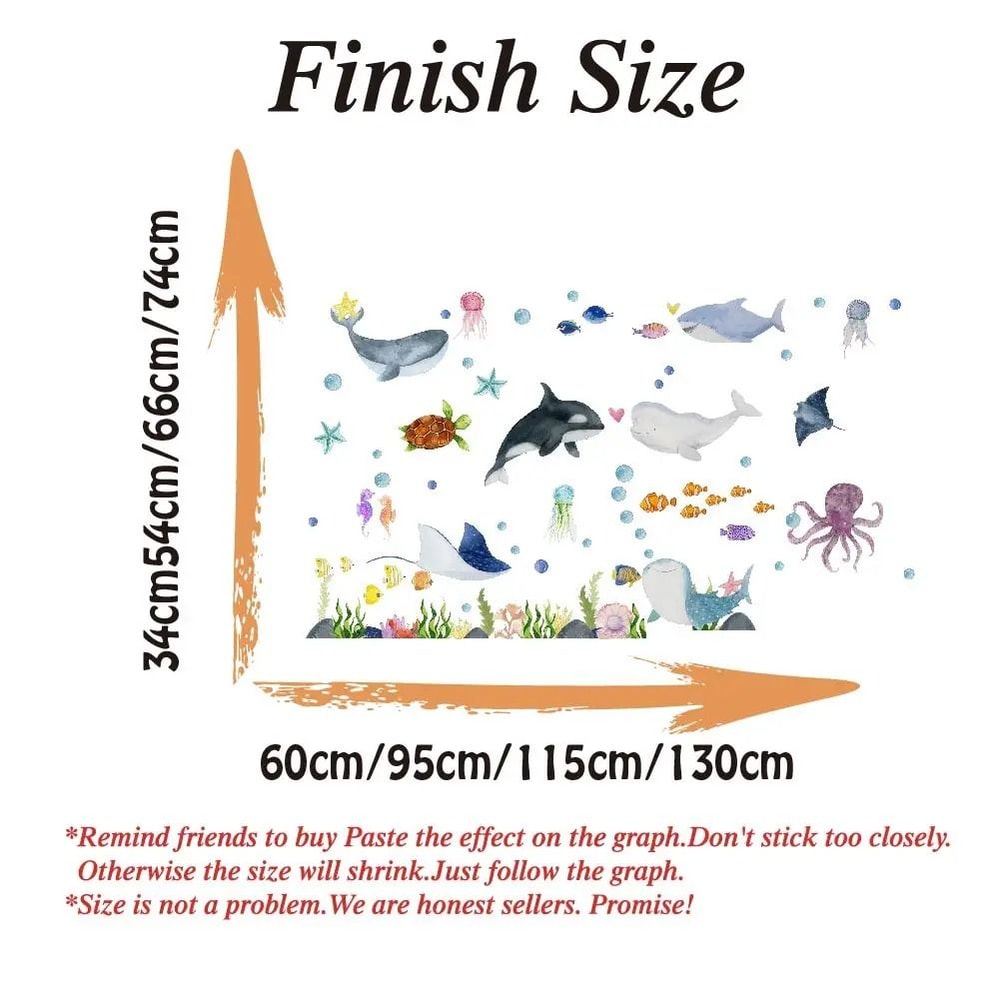 Ocean Animals Wall Stickers Kids Nursery Undersea Wall Decals Decor 2