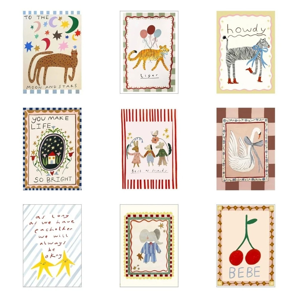 Nordic Kids Wall Art Poster Minimalist Nursery Decor Childrens Room Prints 0