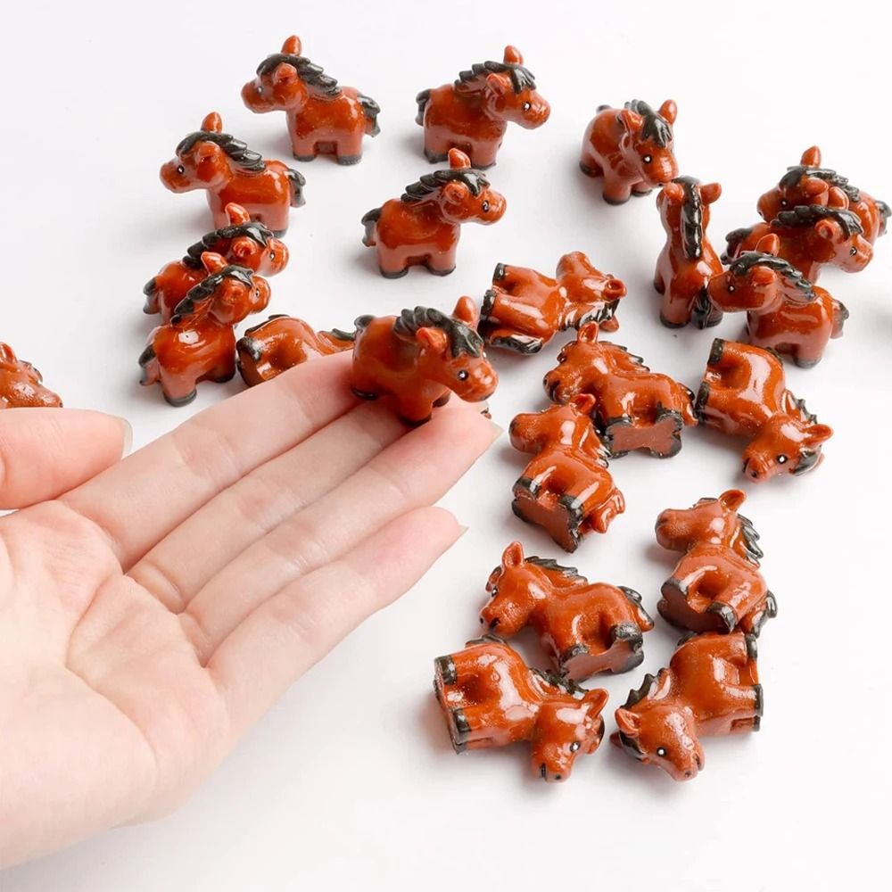 Mini Resin Horse Figurines Set Fairy Garden Dollhouse Animal Decor 2