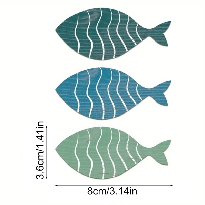 Wooden Fish Wall Decor Set Coastal Beach Hanging Ornaments 1