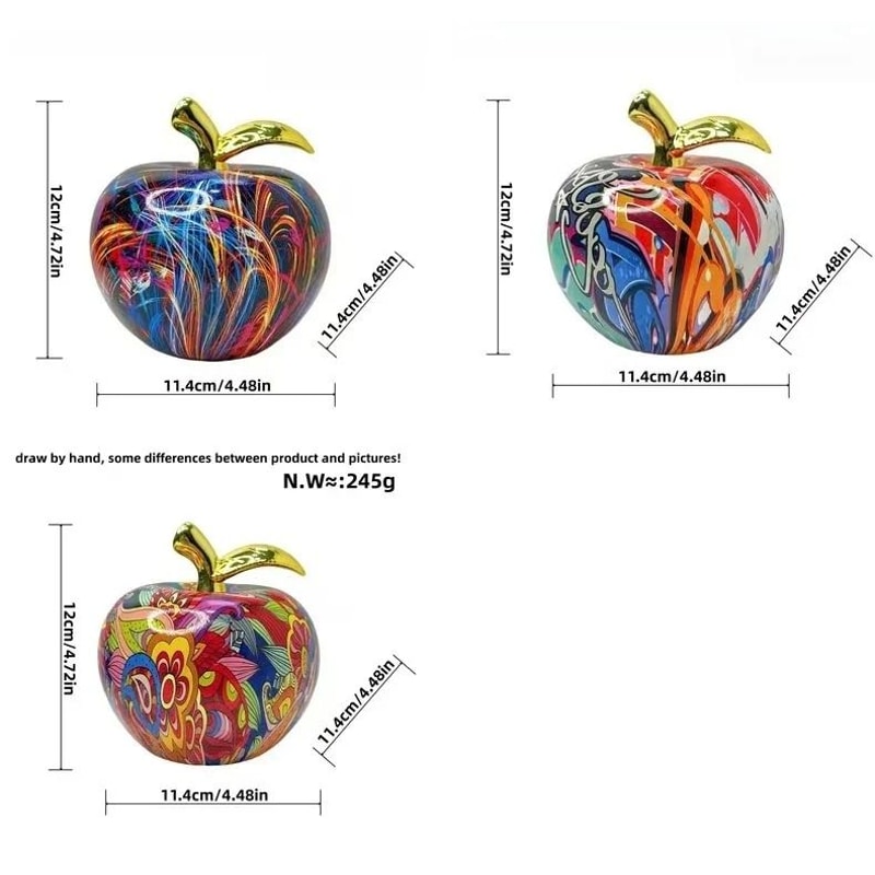 Abstract Apple Sculpture Colorful Resin Art Decorative Table Ornament 4
