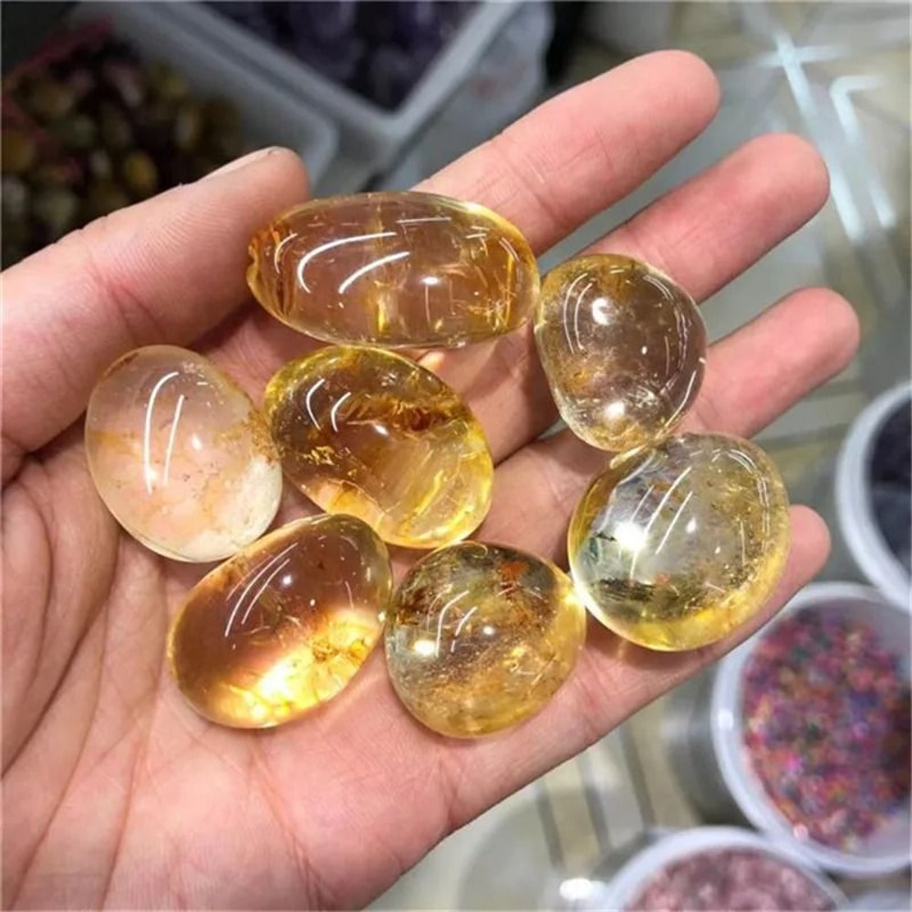Natural Citrine Tumbled Stones Polished Crystal Healing Decor 4