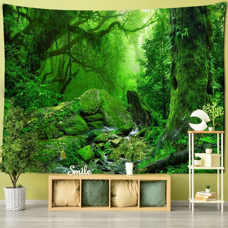 Forest Tree Wall Tapestry Bohemian Nature Scenery Hanging Decor 2