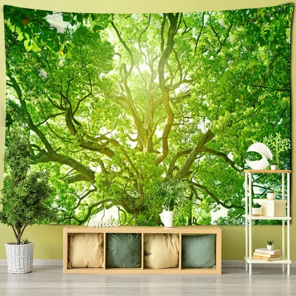 Forest Tree Wall Tapestry Bohemian Nature Scenery Hanging Decor 4