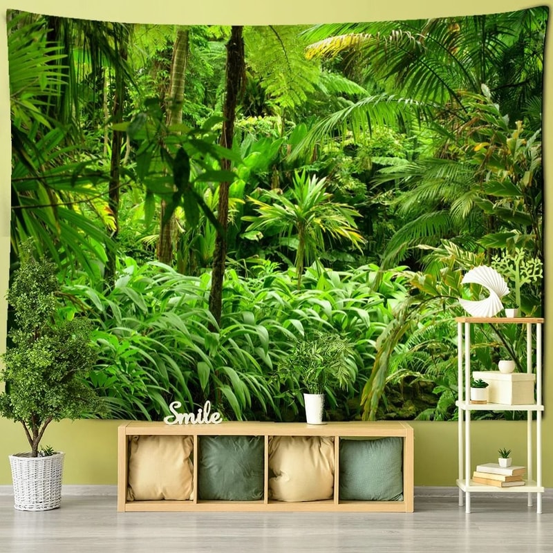 Forest Tree Wall Tapestry Bohemian Nature Scenery Hanging Decor 7