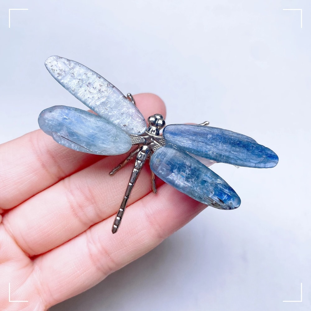 Kyanite Crystal Dragonfly Figurine Healing Butterfly Decor 1