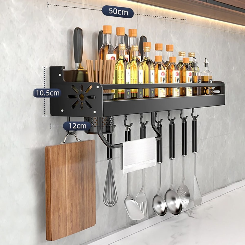 No Drill Metal Kitchen Shelf Large Capacity Wall Storage Rack 5
