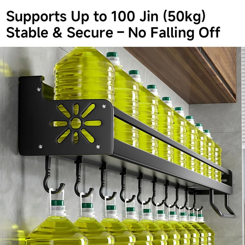 No Drill Metal Kitchen Shelf Large Capacity Wall Storage Rack 11