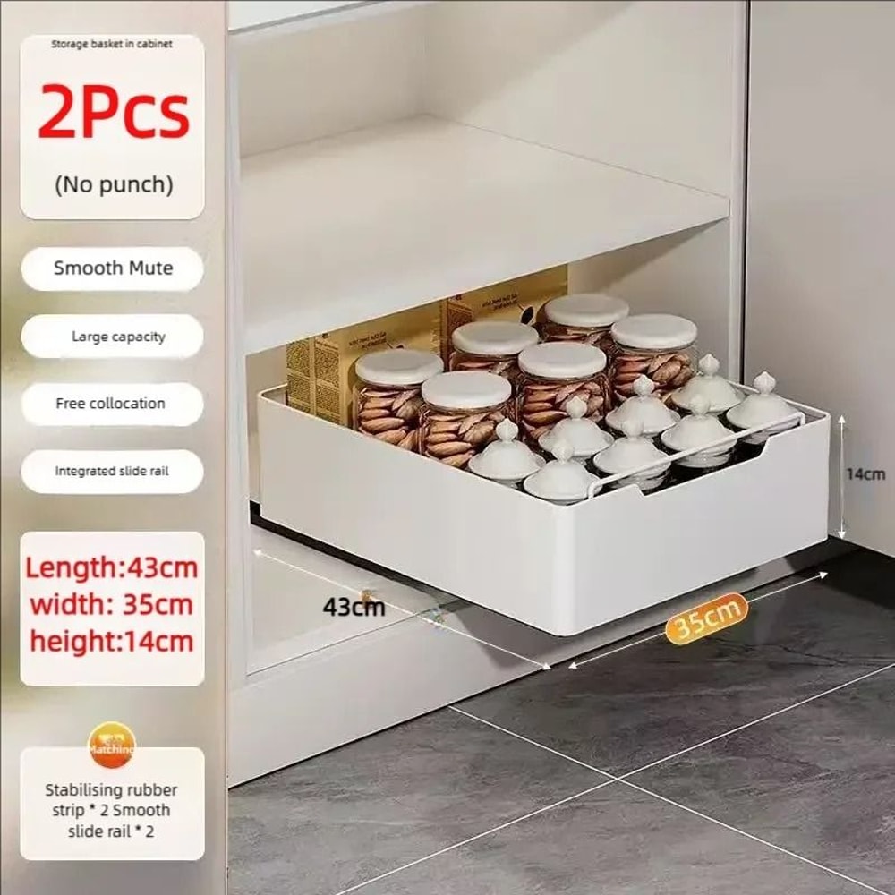 Pull Out Kitchen Storage Rack Sliding Drawer Cabinet Organizer 18
