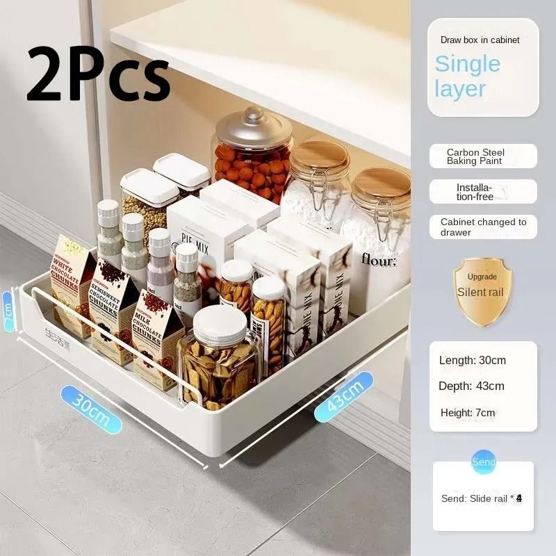 Pull Out Kitchen Storage Rack Sliding Drawer Cabinet Organizer 7