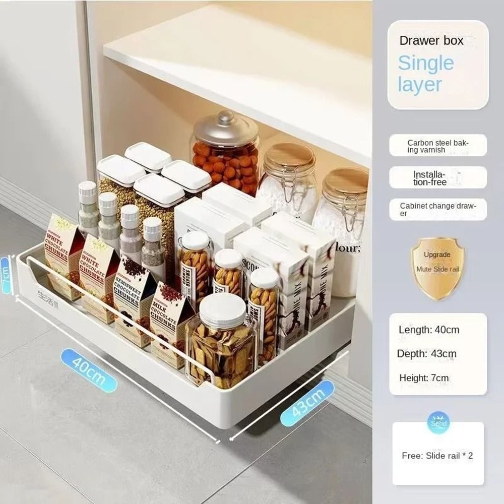 Pull Out Kitchen Storage Rack Sliding Drawer Cabinet Organizer 4