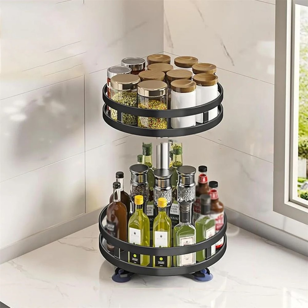 360 Rotating Kitchen Organizer Turntable Spice Storage Rack 2