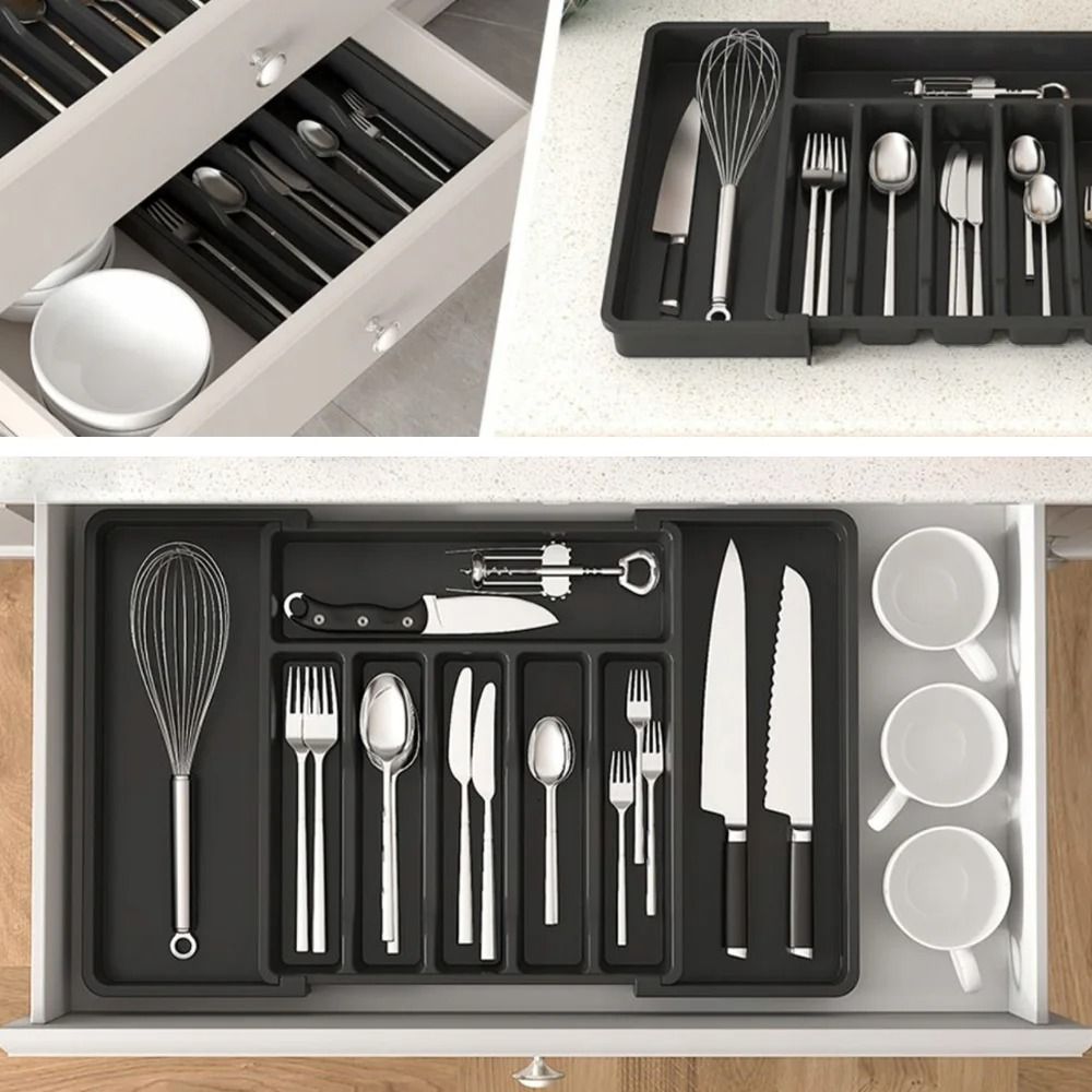 Expandable Kitchen Drawer Organizer Adjustable Cutlery Storage Tray 6
