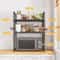 Adjustable Microwave Oven Rack Countertop Kitchen Storage Shelf With Hooks 3
