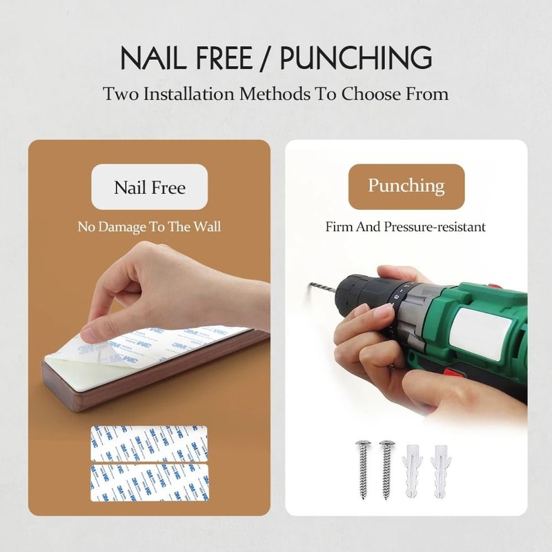 Hezhen Magnetic Knife Holder Acacia Wood Wall Mounted Knife Rack 4